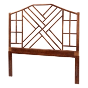 bali & pari Kachiri Marbled Tortoise Natural Rattan Headboard - Handcrafted Coastal Boho Style Bedroom Backdrop, Queen